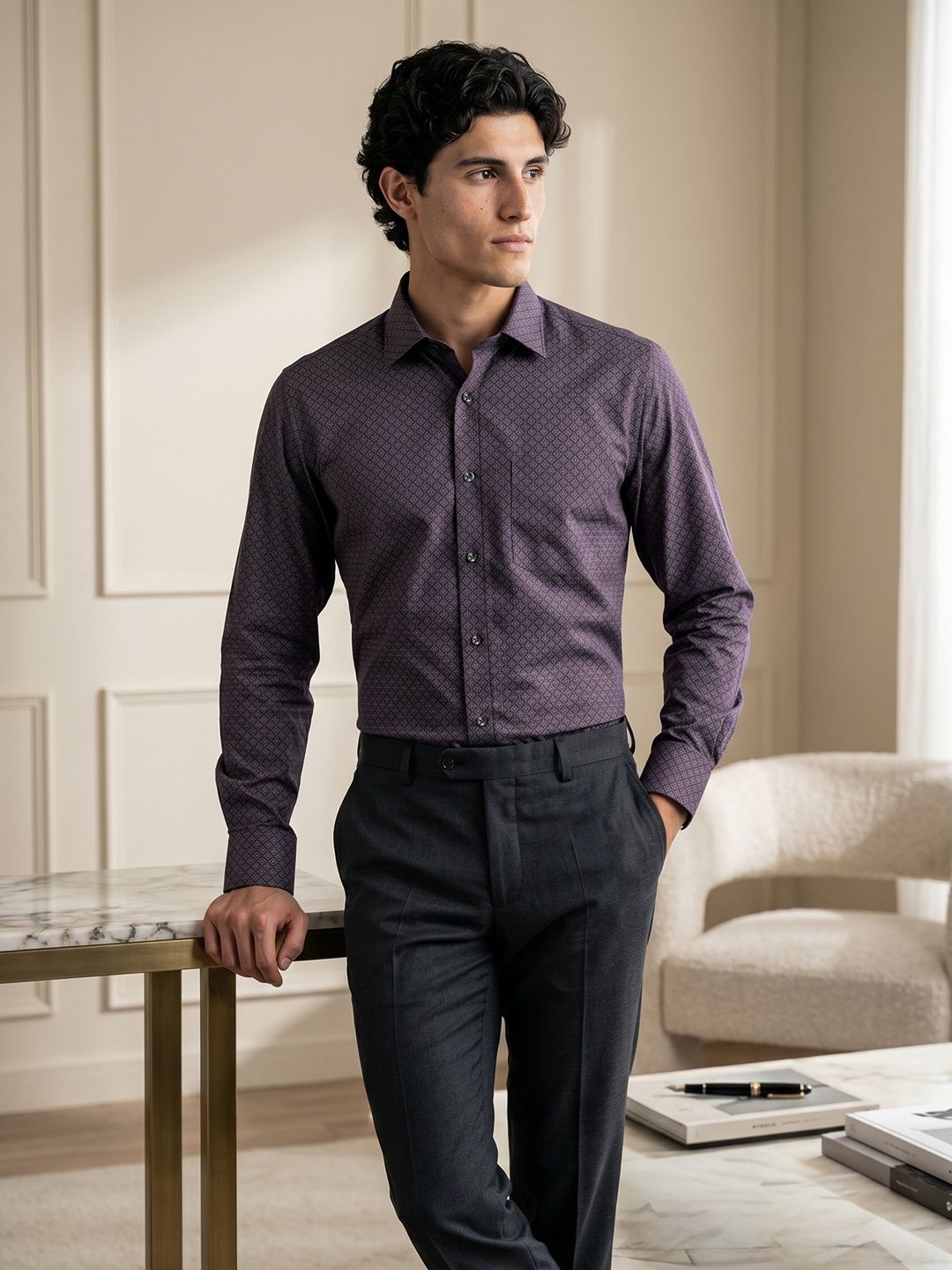 Van Heusen Printed Pure Cotton Formal Shirt