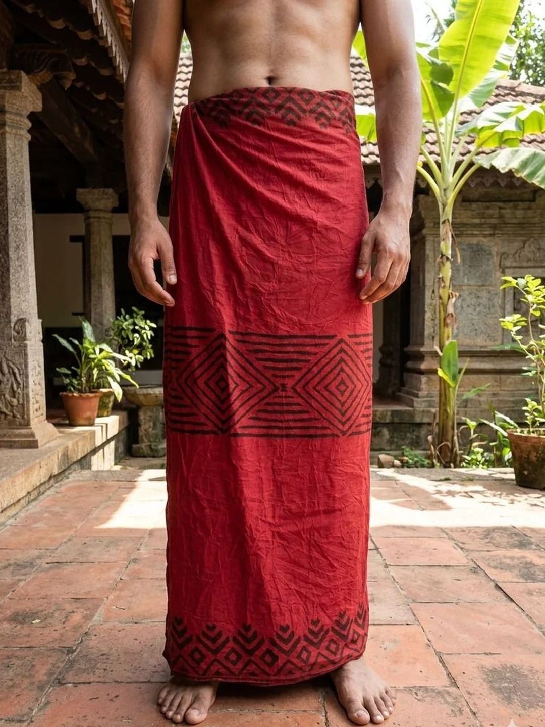 CRYSTAL HEAL Men Printed Cotton Blend Dhoti Dhotis