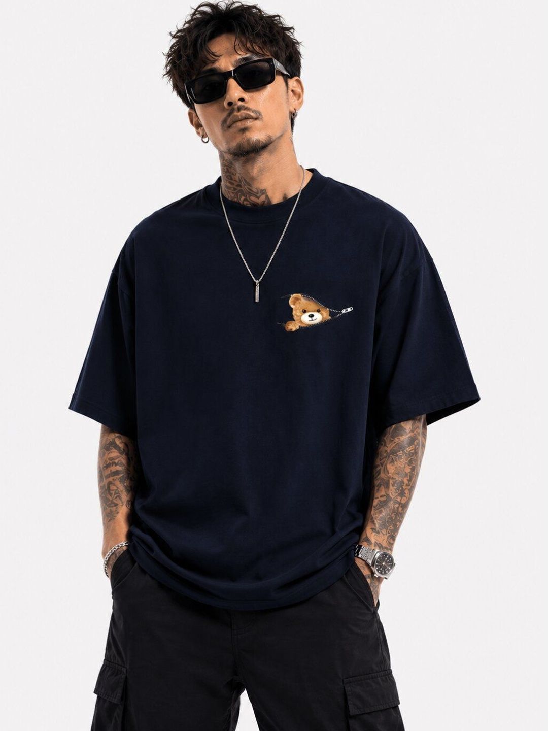 HASTEN Men Oversized Graphic T-shirt