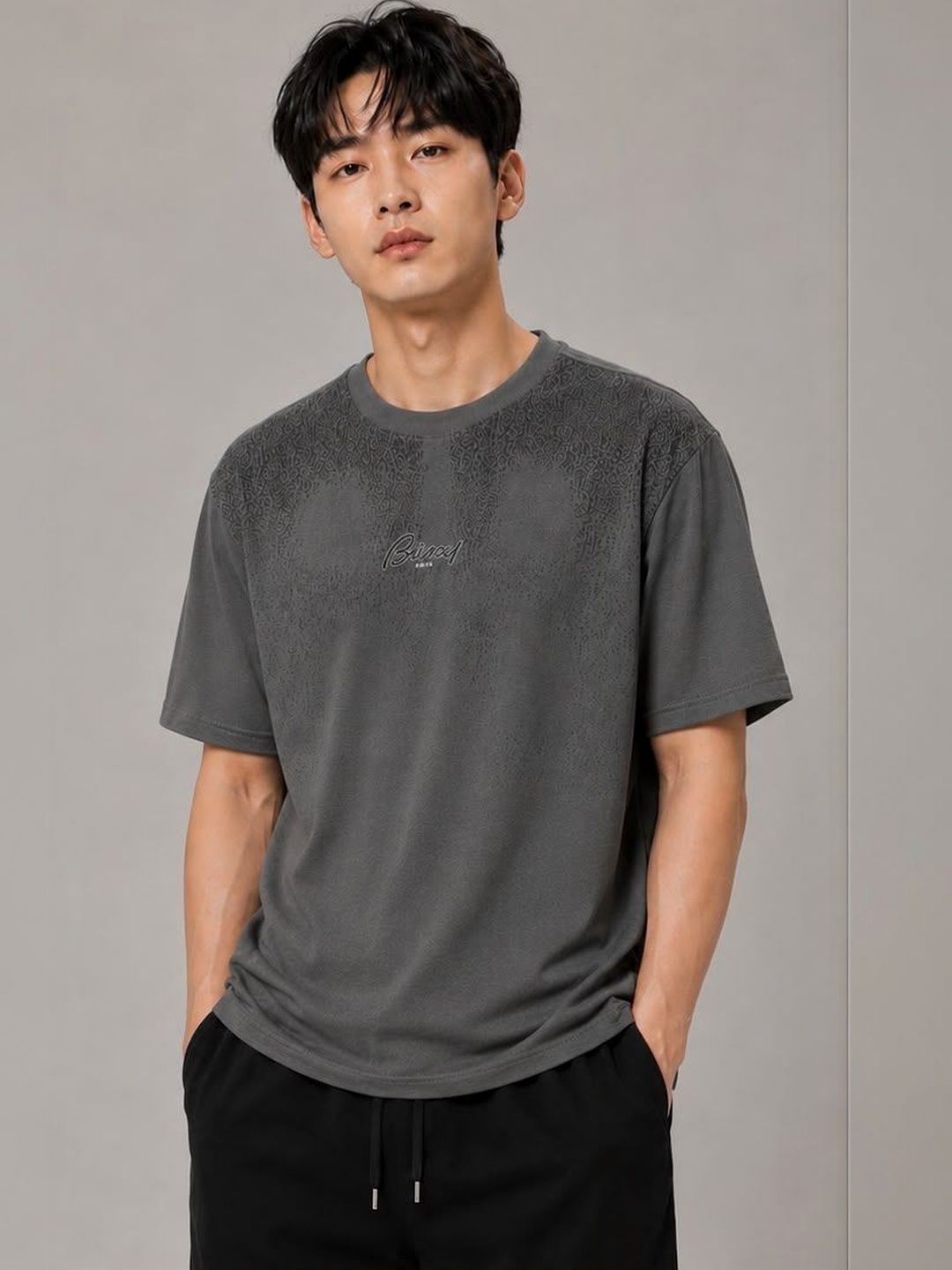 BIGCAPS Men Solid Short Sleeve T-Shirt