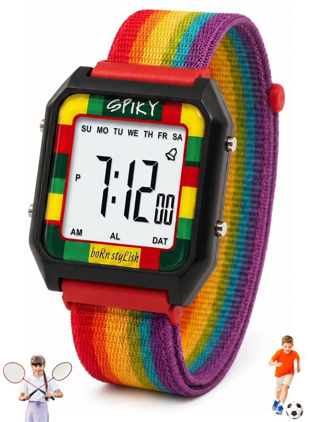 Spiky Spiky Unisex Kids Brass Dial & Straps Digital Multi Function Automatic Watch SPKEVA47_Blk_Mul