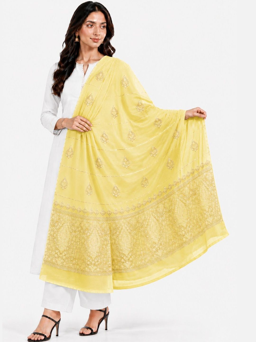 Ground Fashion Ethnic Motifs Embroidered Dupatta with Thread Work
