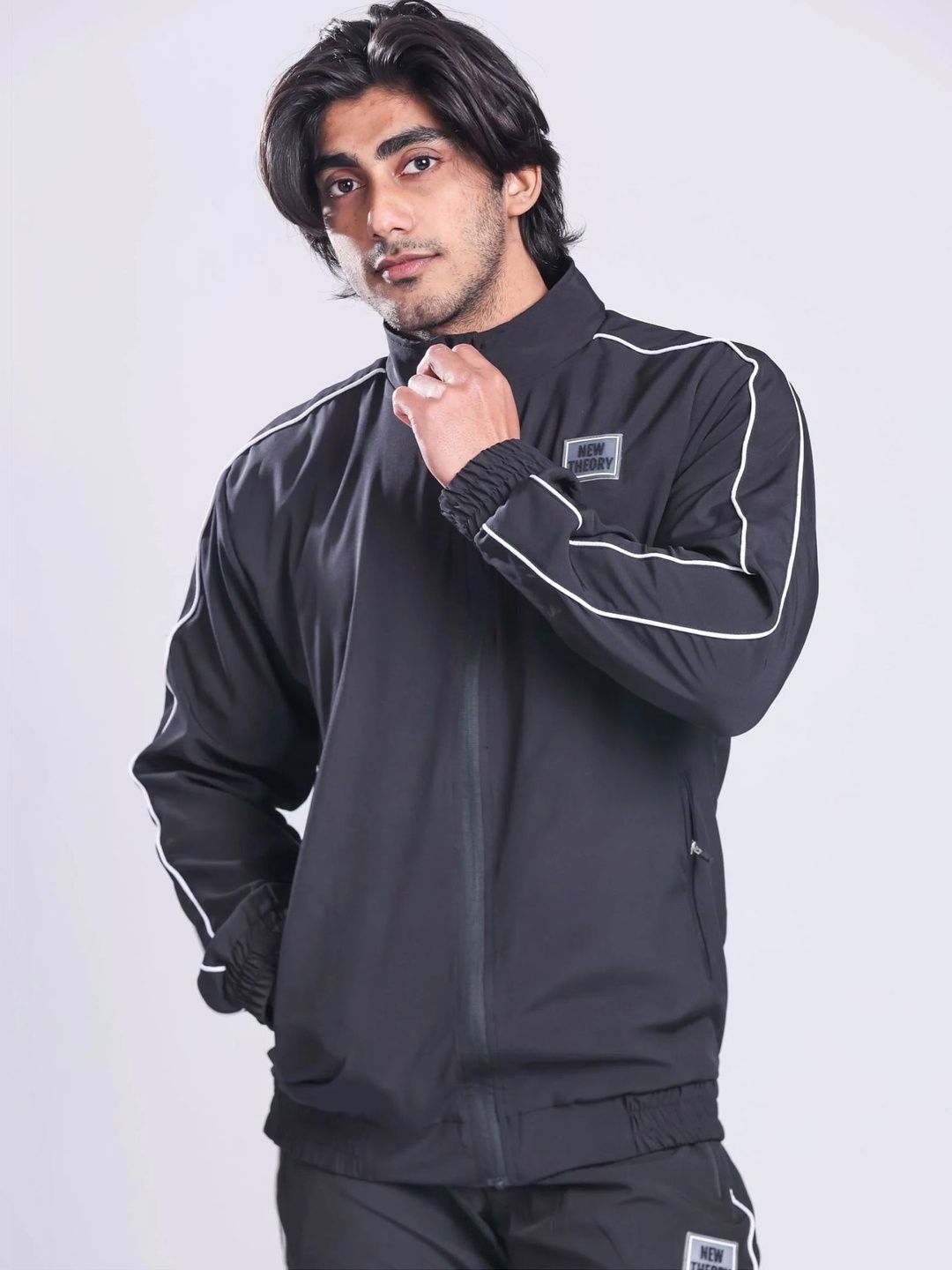 New Theory Men Cotton Mandarin Collar Jackets