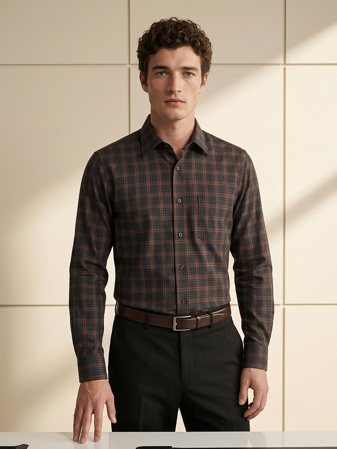 Van Heusen Slim Fit Checked Pure Cotton Formal Shirt