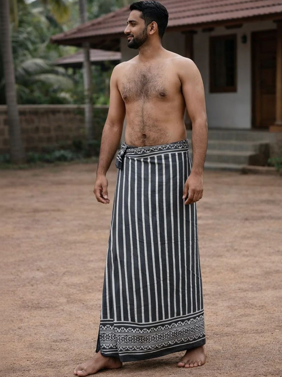 CRYSTAL HEAL Men Printed Cotton Blend Dhoti Dhotis
