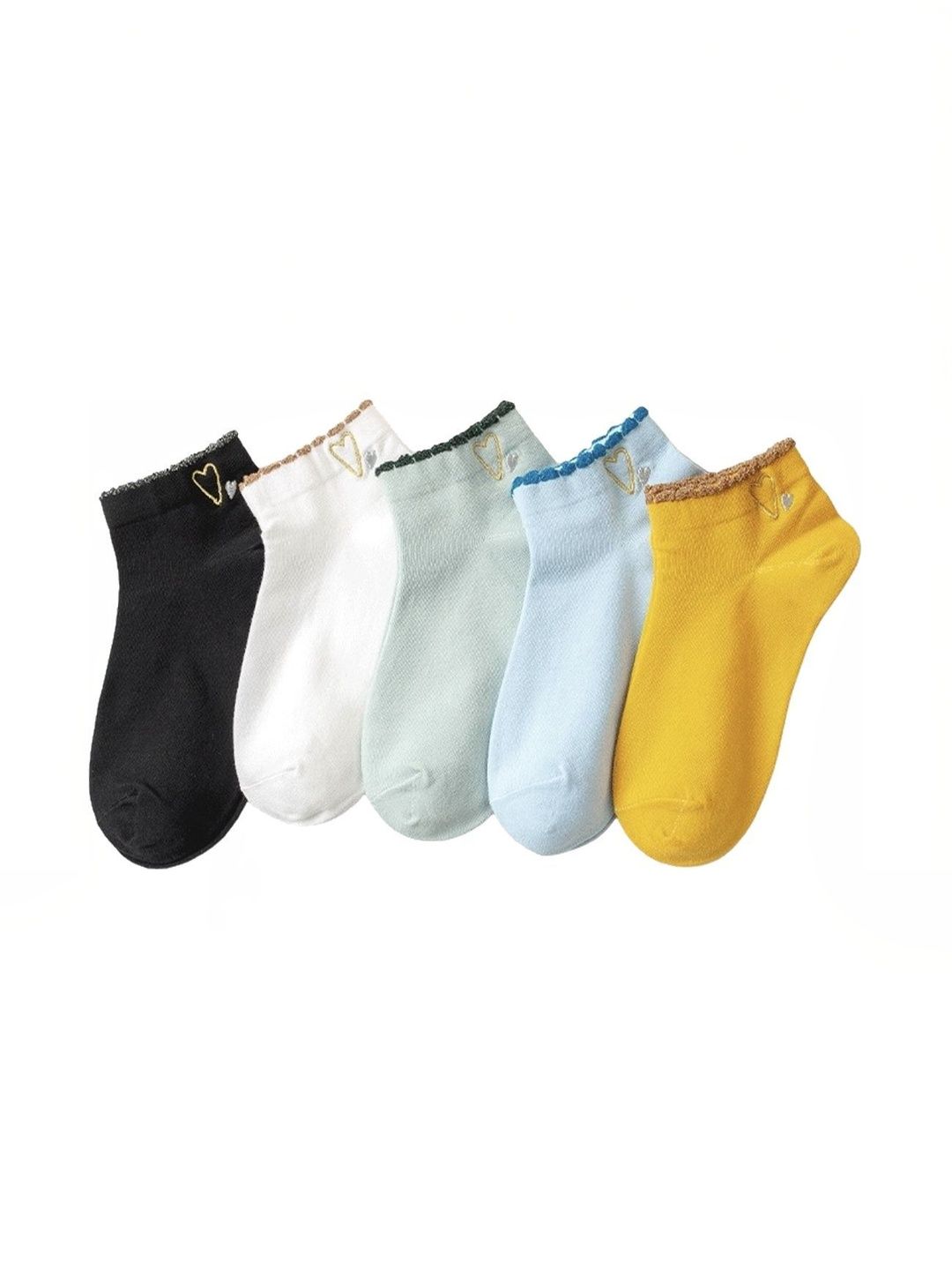 SWEET CABOODLES Women Pack of 5 Cotton Patterned Ankle Length Socks