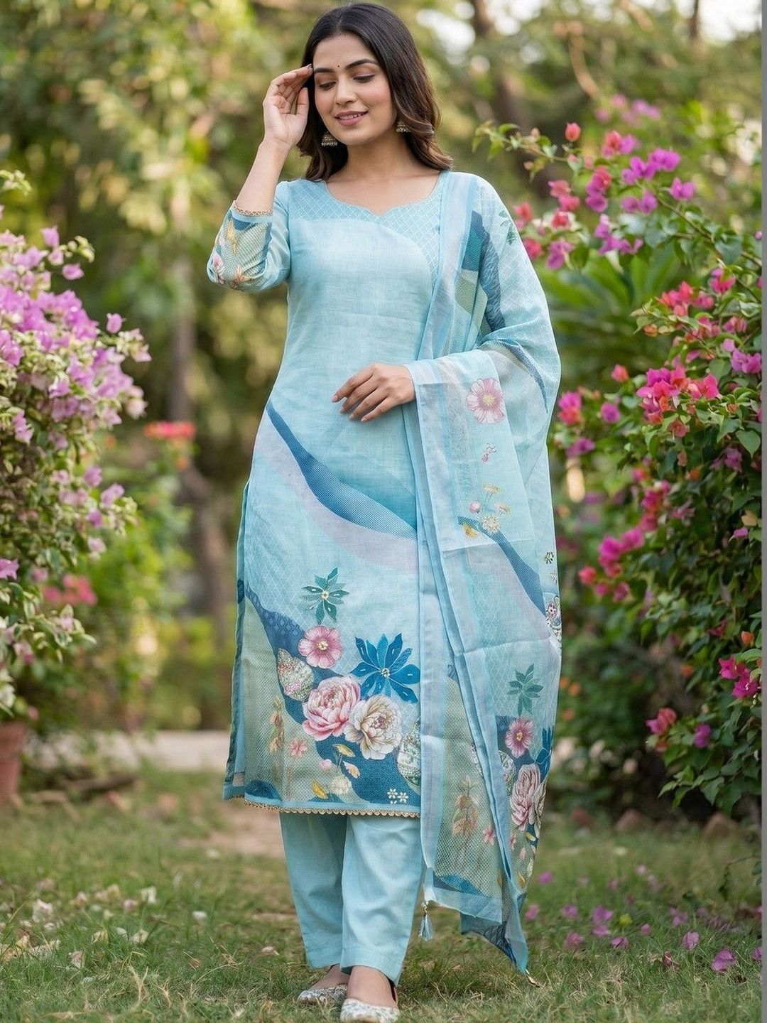 Peachmode Printed Linen Unstitched Dress Material