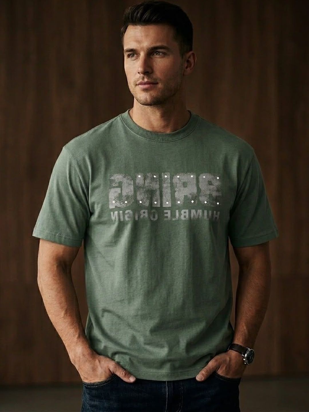 BIGCAPS Solid Round Neck T-Shirt
