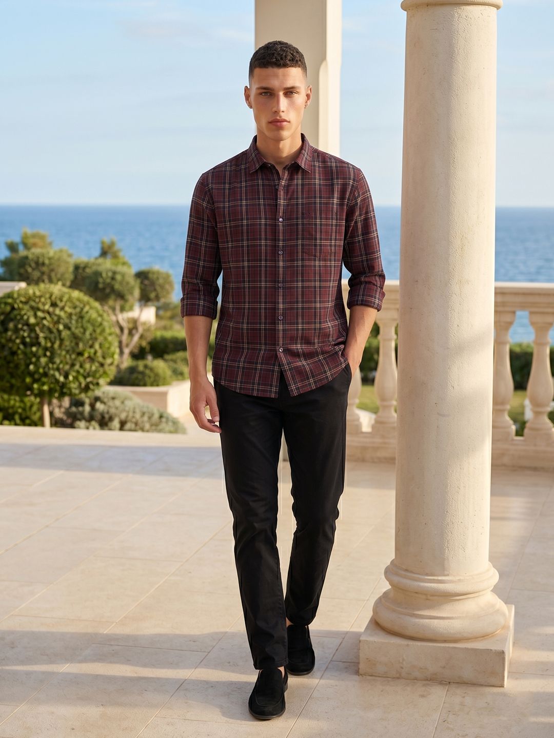 Van Heusen Tartan Checked Pure Cotton Casual Shirt