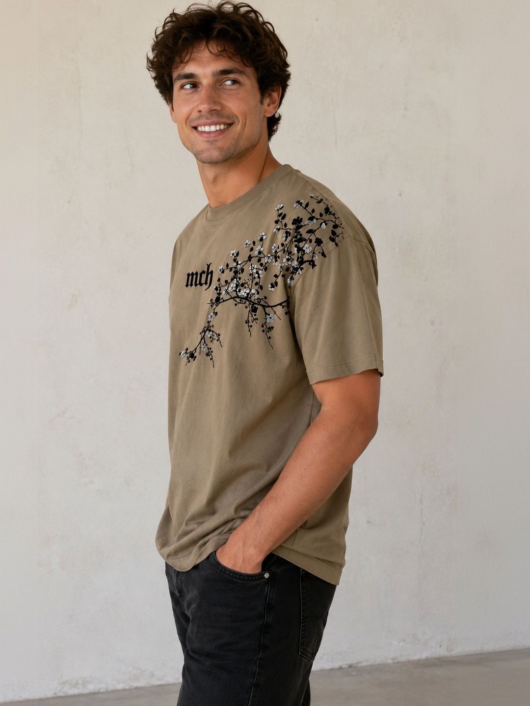 BIGCAPS Men Embroidered Cotton T-Shirt
