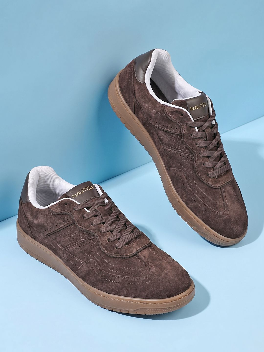 Nautica Men Brown Suede Sneakers
