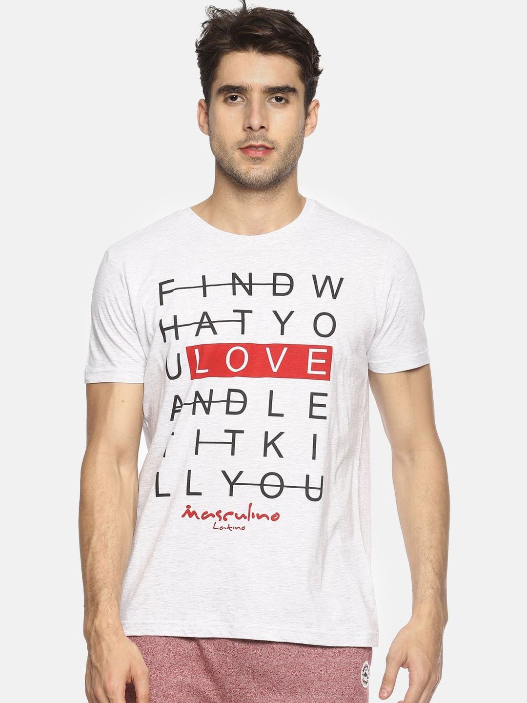 Masculino Latino Men Typography Printed T-shirt