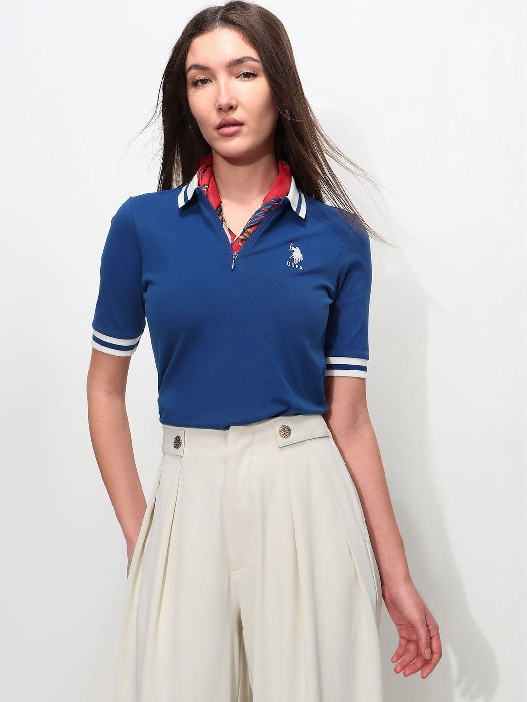 Women Brand Logo Polo Collar T-shirt U.S. Polo Assn. Women Women Brand Logo Polo Collar T-shirt