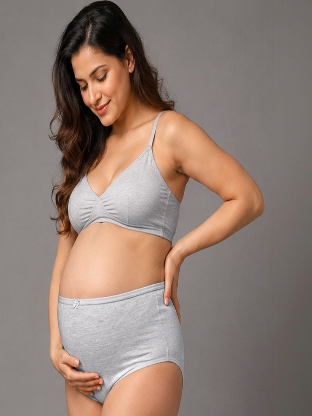 mod & shy Women Grey Solid Maternity Briefs