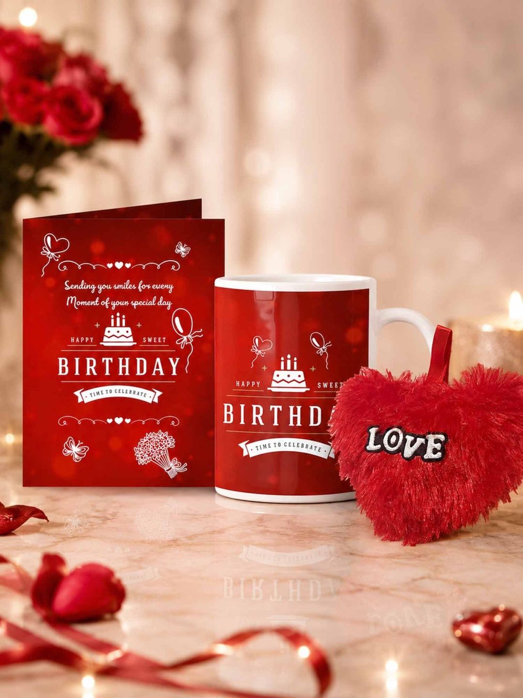 GIFT MY PASSION 3 PiecesWhite & Red Birthday Home Gift Sets