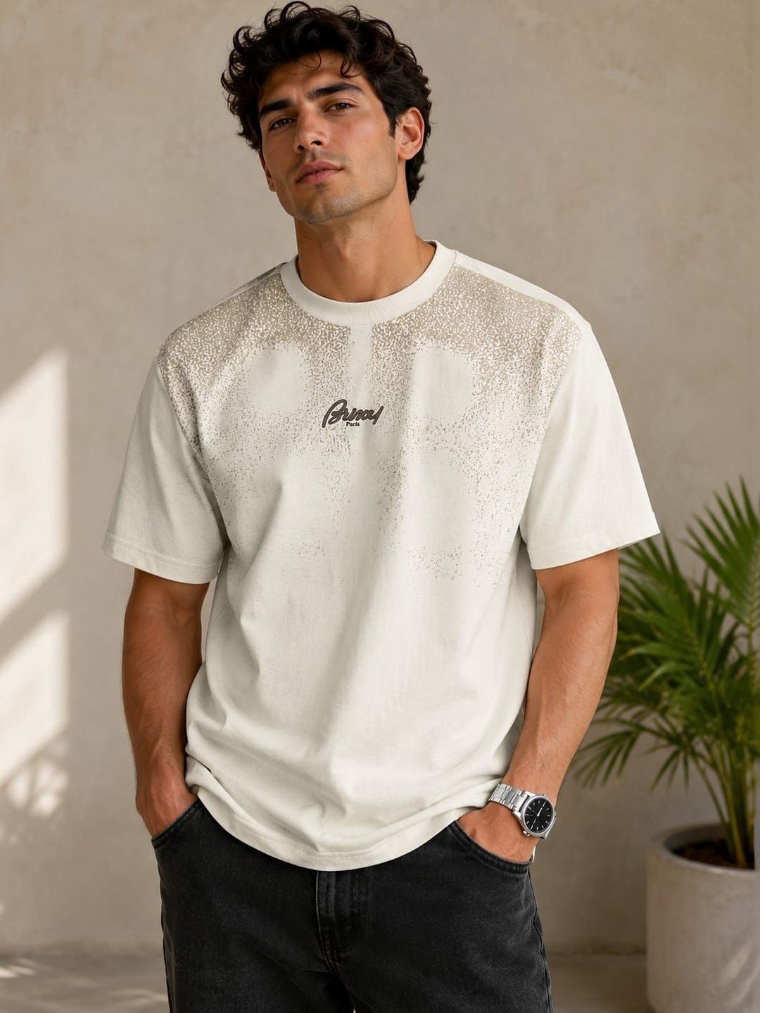 BIGCAPS Men Solid Round Neck Tshirt