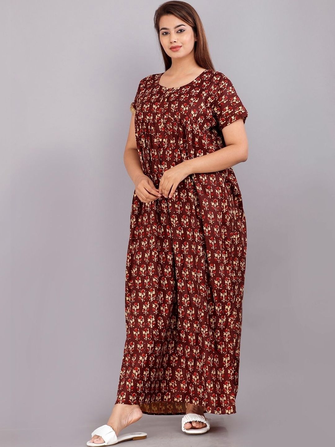 AAKARSHANA AAKARSHANA Printed Maxi Nightdress