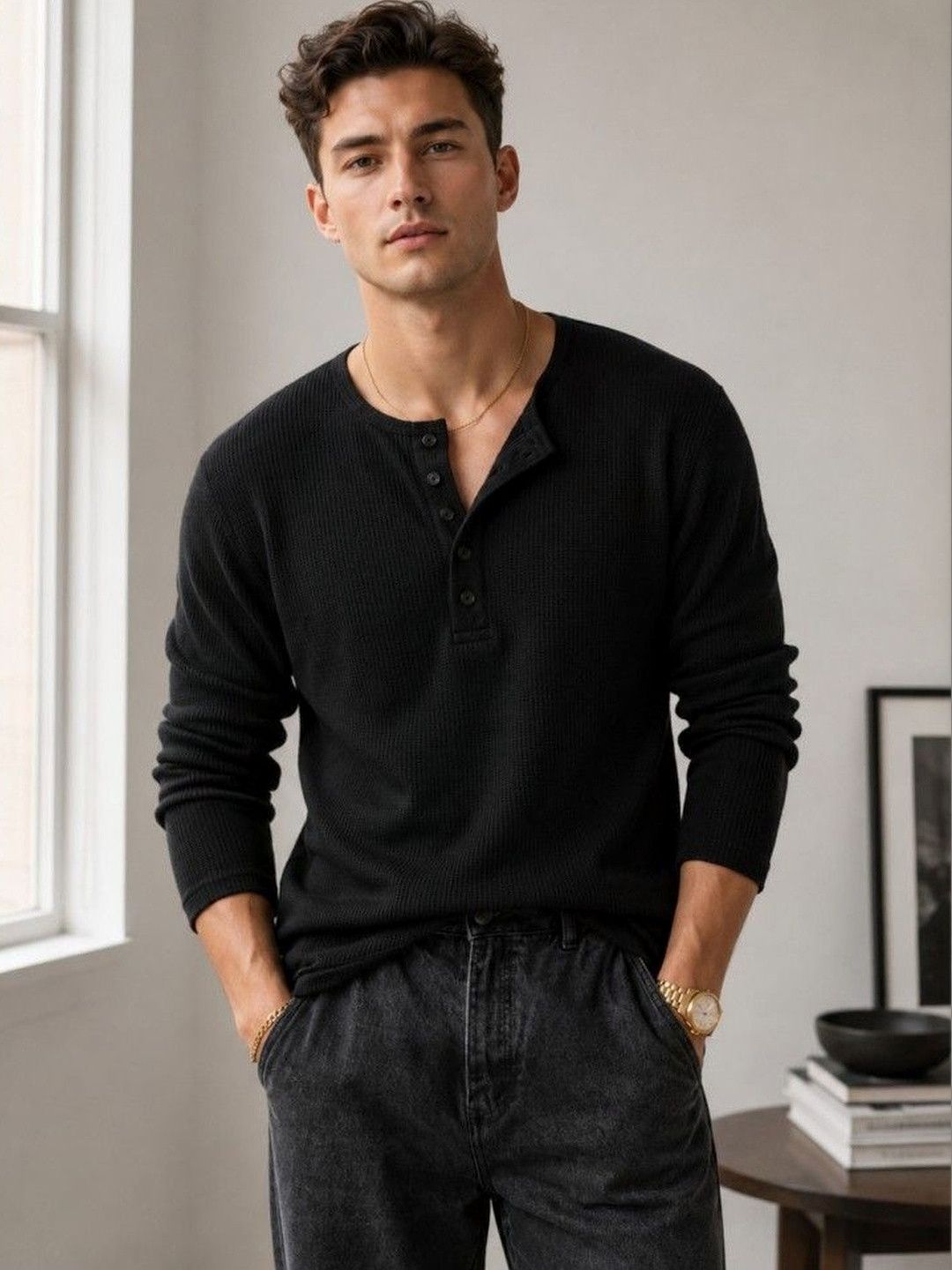 Netclick Men Henley Neck T-shirt