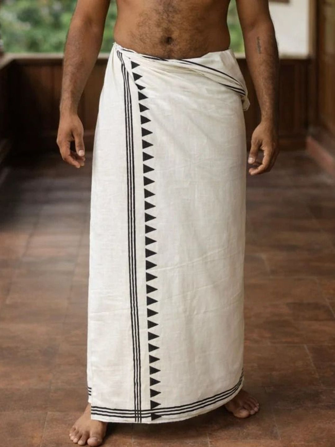 CRYSTAL HEAL Men Printed Cotton Blend Dhoti Dhotis