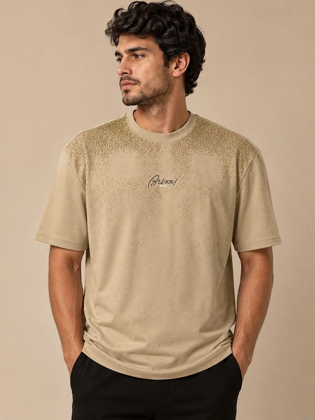 BIGCAPS Men Solid Round Neck Tshirt