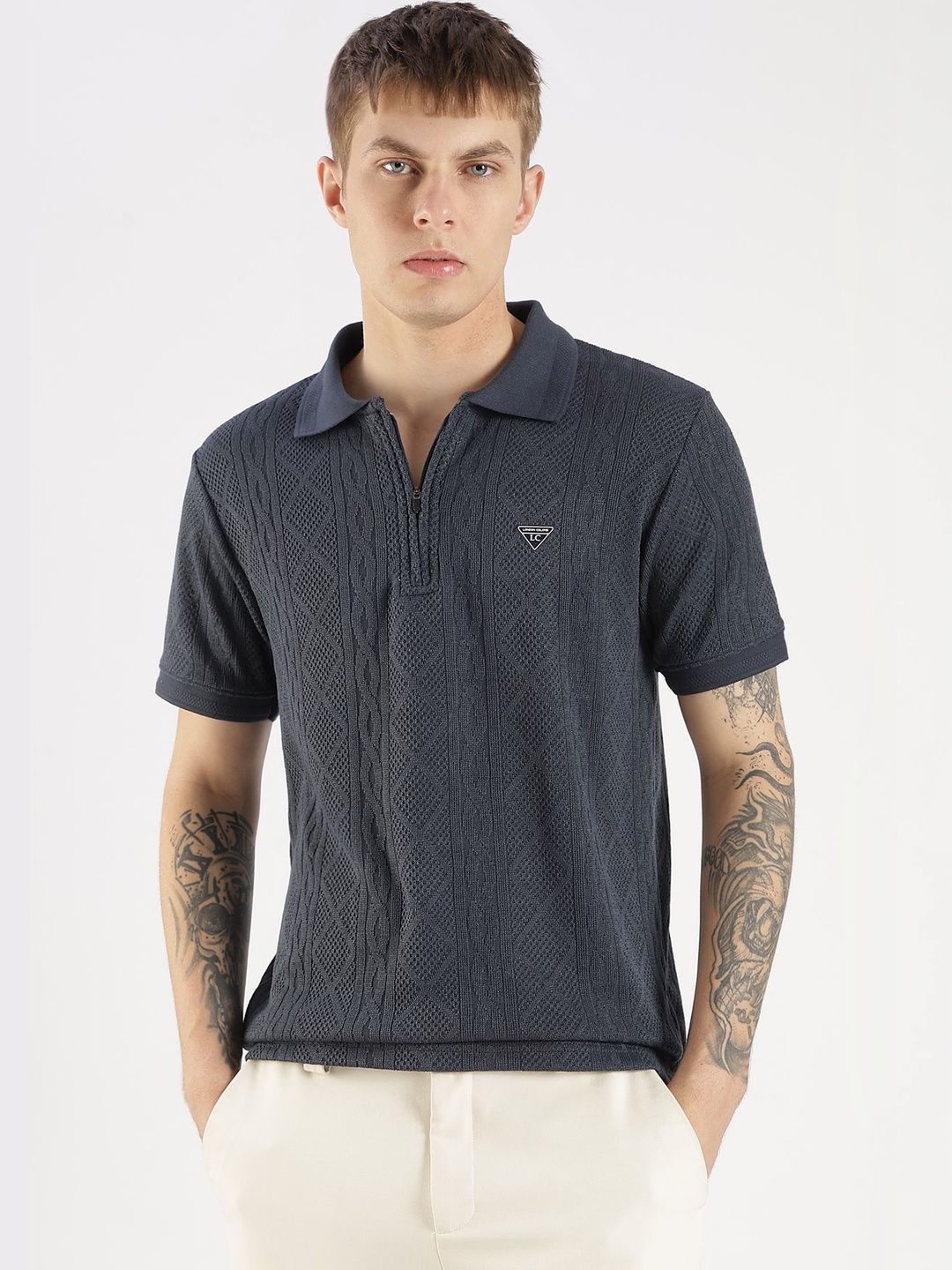 LONDON COLORS Men Polo Collar T-shirt
