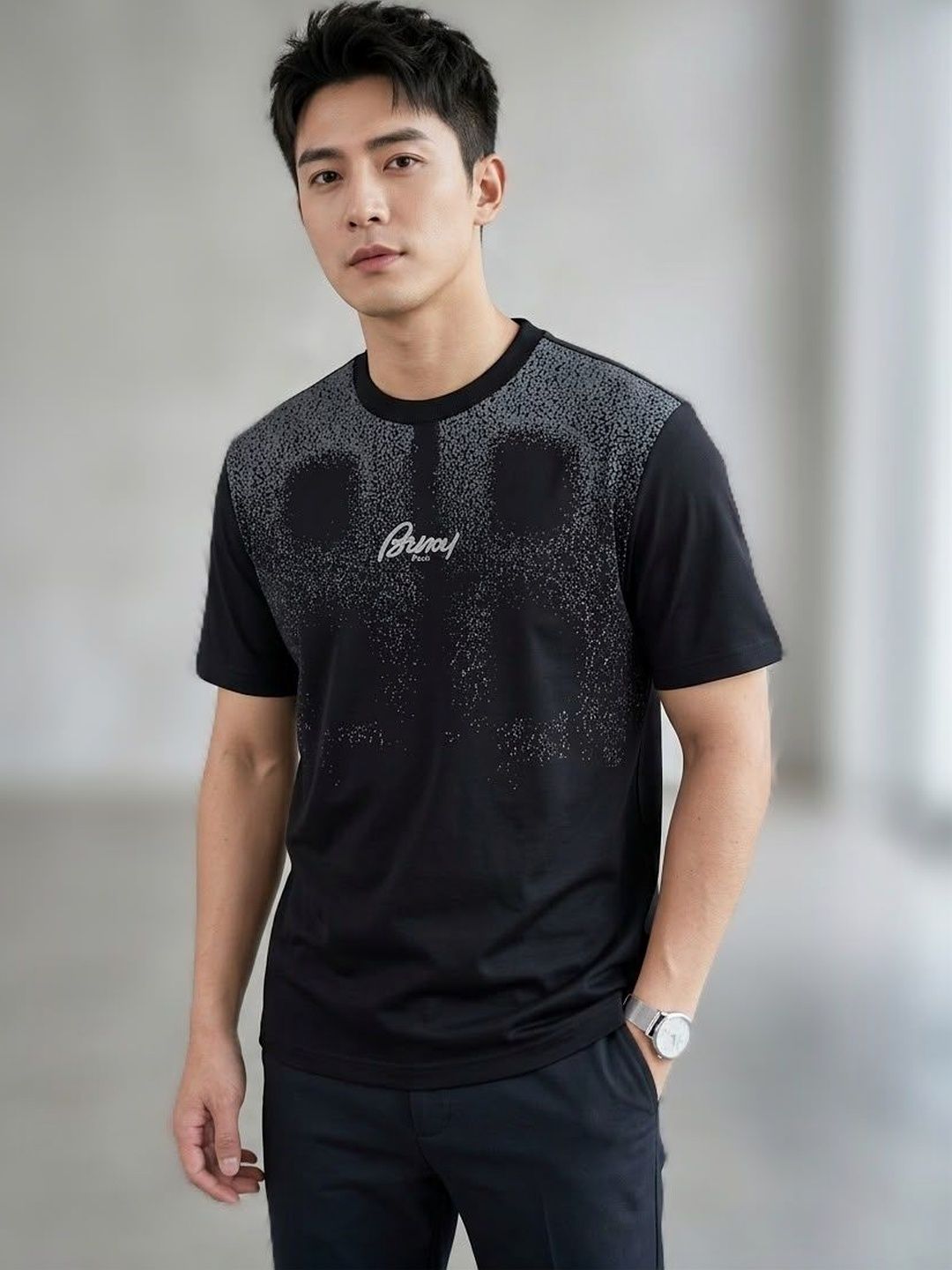 BIGCAPS Men Embroidered Casual Tshirt