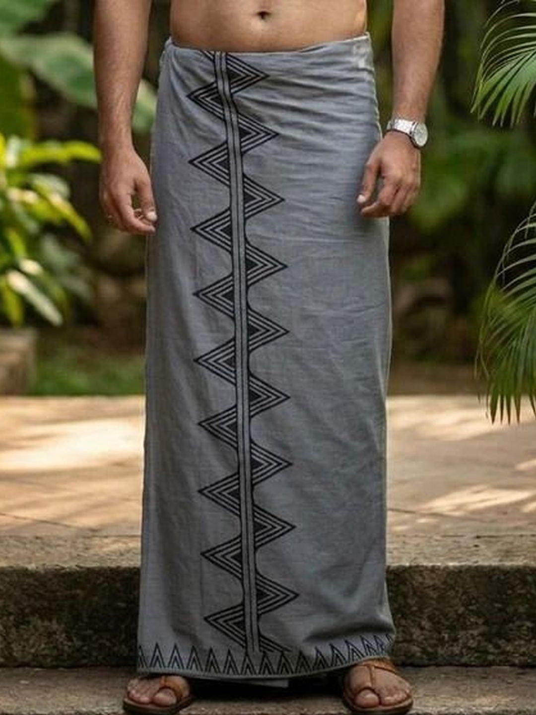 CRYSTAL HEAL Men Printed Cotton Blend Dhoti Dhotis
