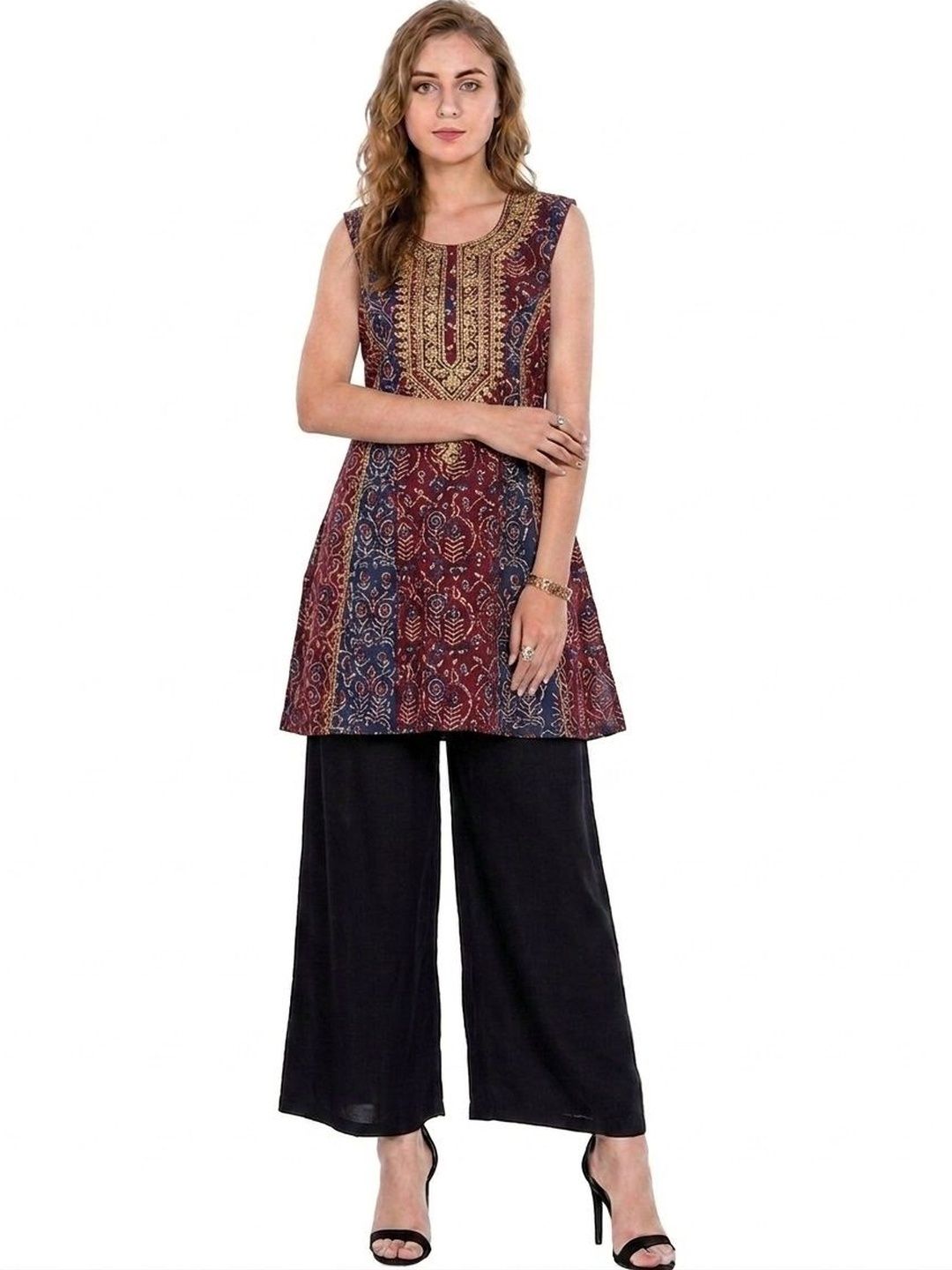SRISARAS Women Cropped Ethnic Palazzos
