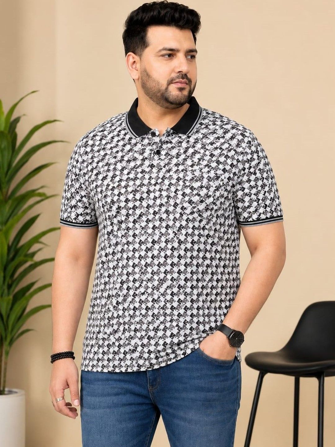 Austin wood Men Printed Polo Collar T-shirt