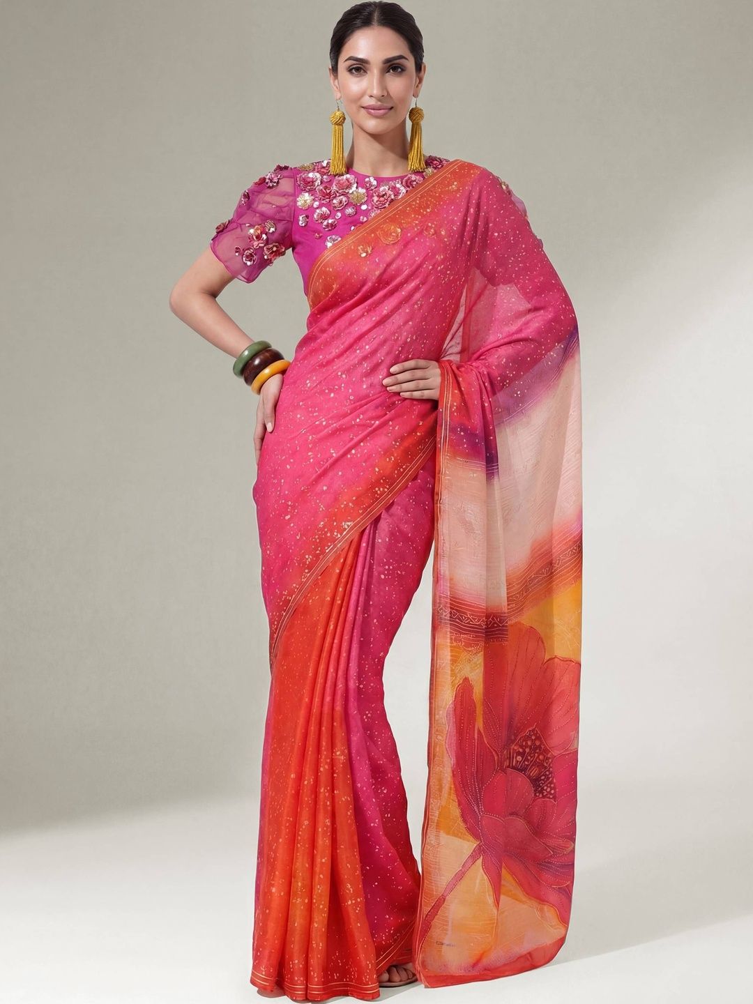 Satya Paul Satya Paul Ombre Satin Saree