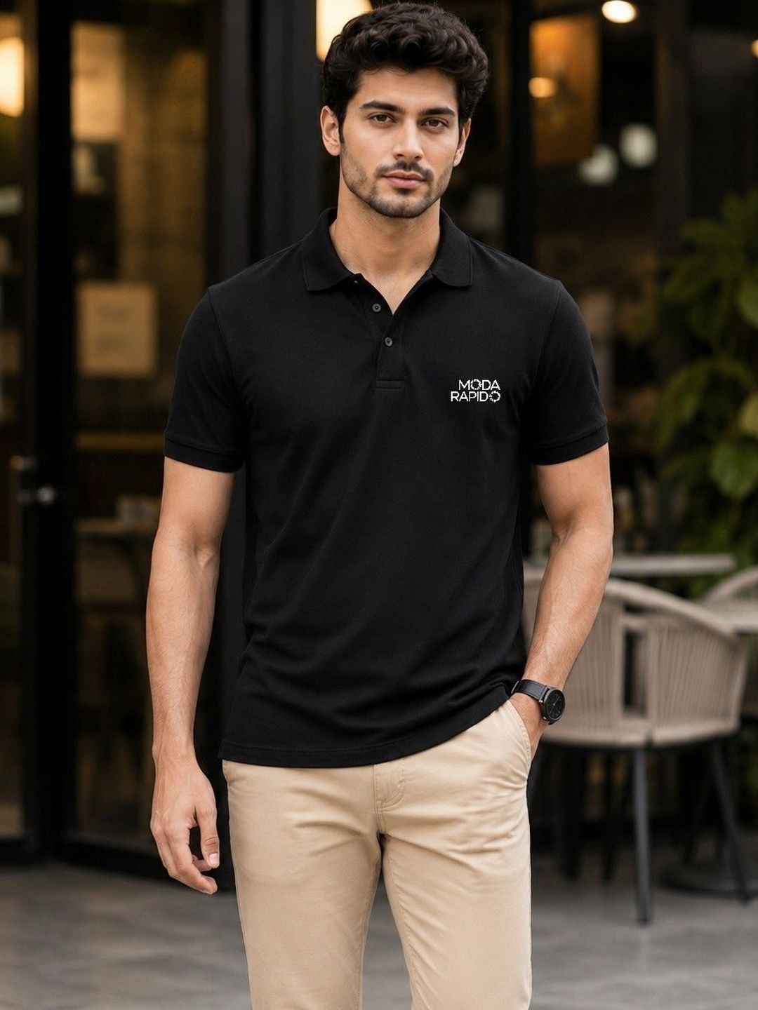Moda Rapido Men Brand Logo Polo Collar T-shirt