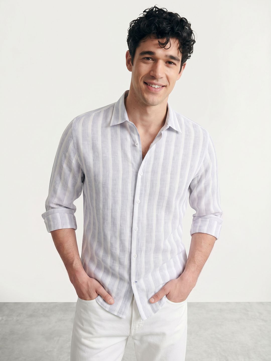 Mast & Harbour Premuim Cotton Linen Regular Fit Casual Shirt