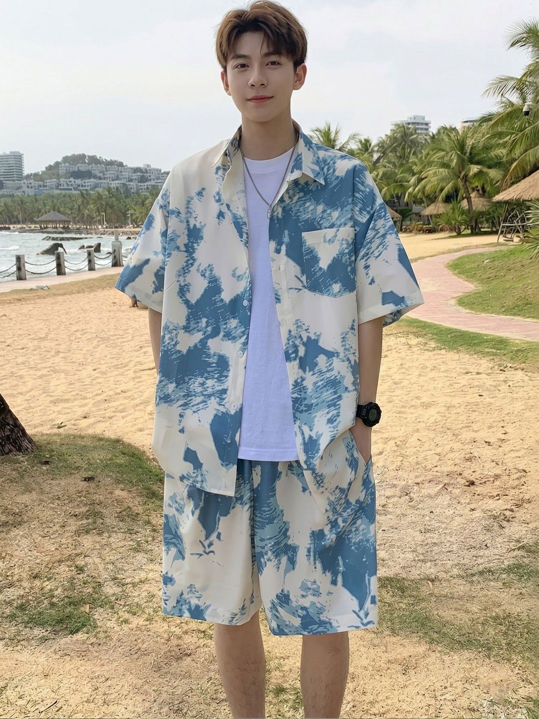 StyleCast x Revolte StyleCast x Revolte Dyed Shirt With Shorts Co-Ords Set