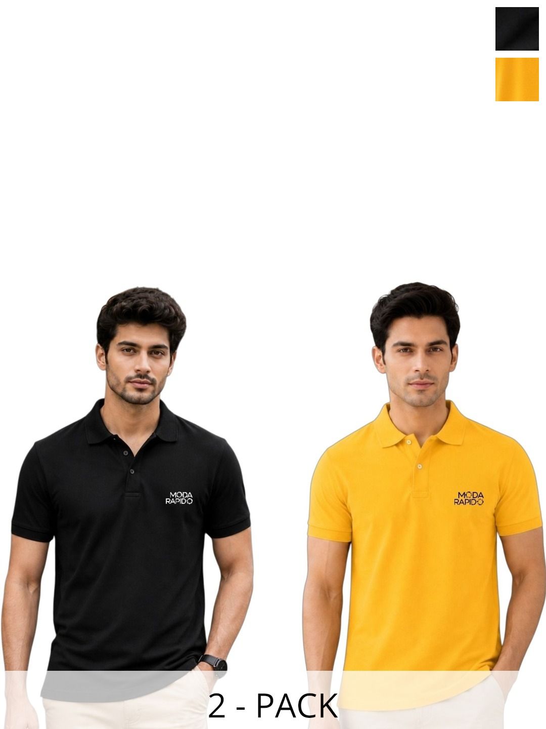 Moda Rapido Men Brand Logo 2 Printed Polo Collar T-shirt