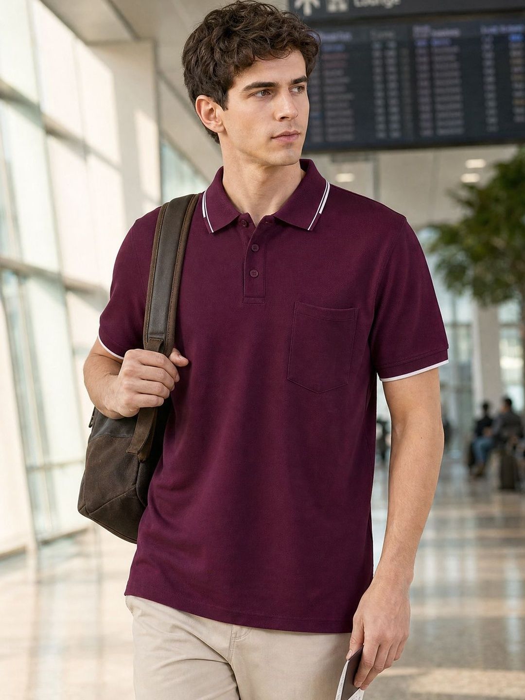 NOBERO Men Polo Collar T-shirt