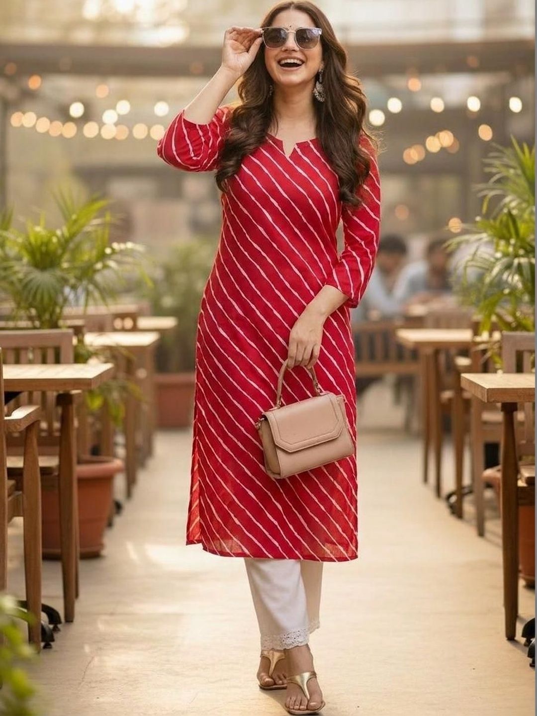 Pjyot by surhi Women Leheriya Printed Kurta