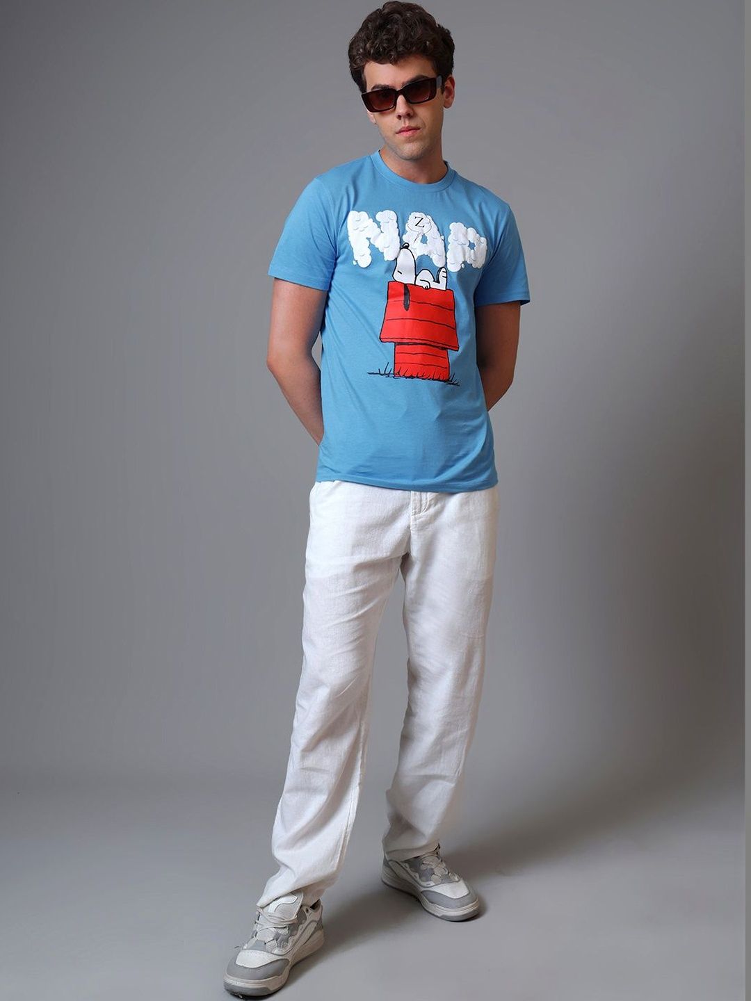 Free Authority Men Peanuts Printed Pure Cotton Regular fit T-Shirts