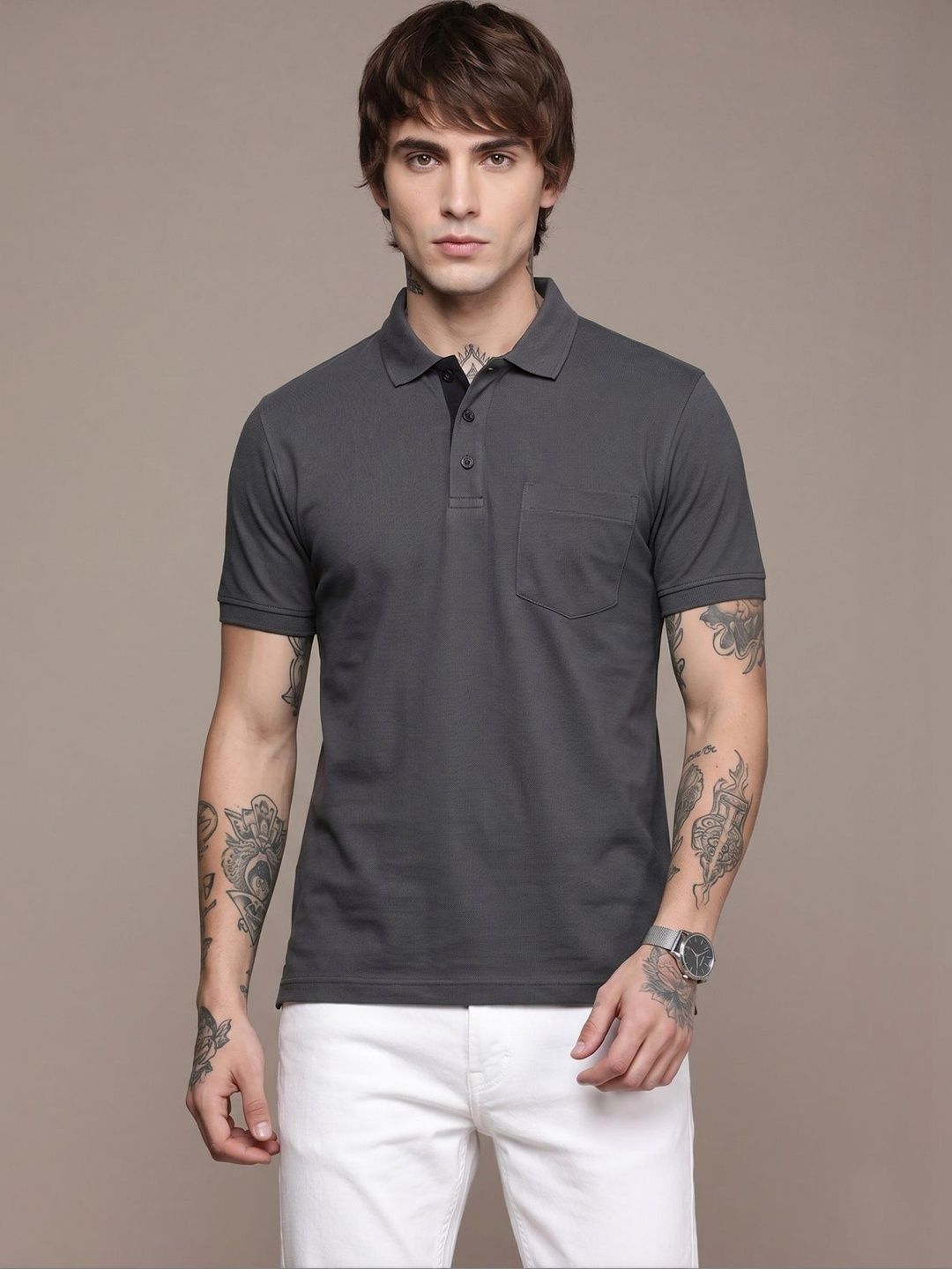 SANDPIPER Men Polo Collar Pockets T-shirt