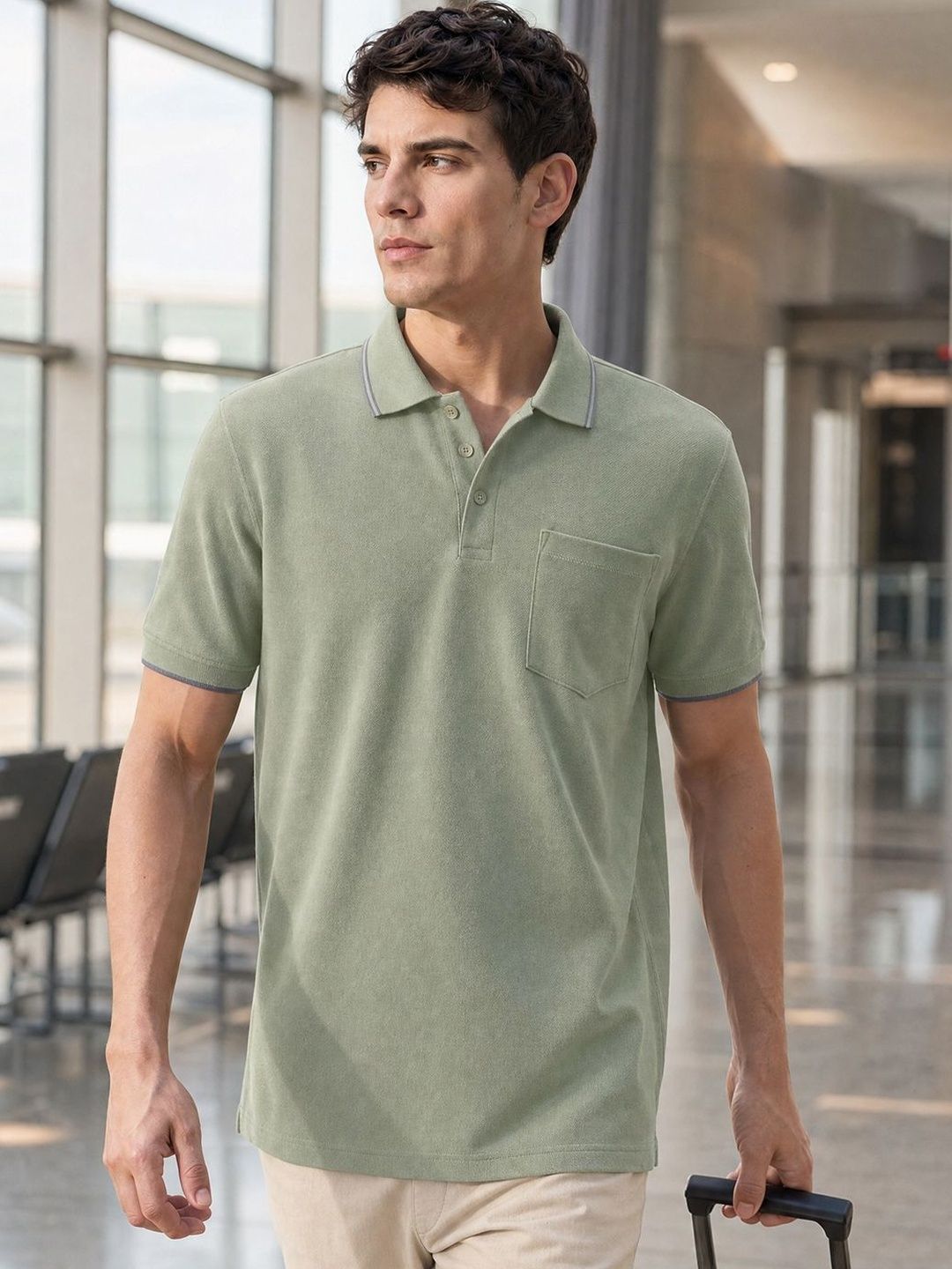 NOBERO Men Polo Collar T-shirt