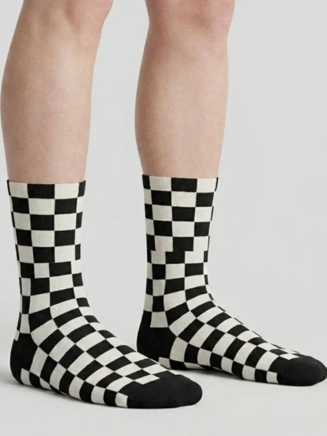 Sockscarving Men Pack of 3 Cotton Checked Calf Length Socks