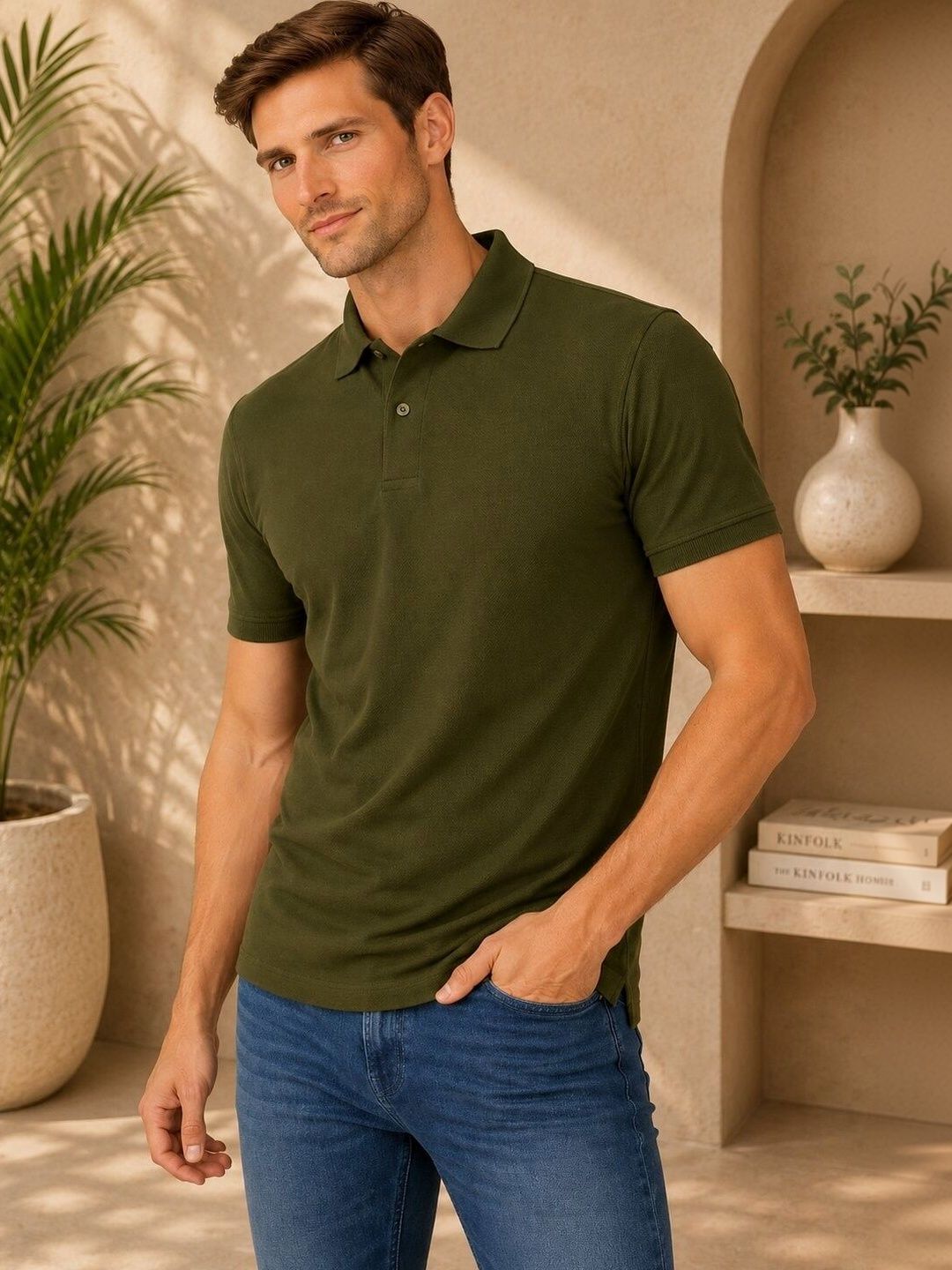 HOLD Men Polo Collar T-shirt