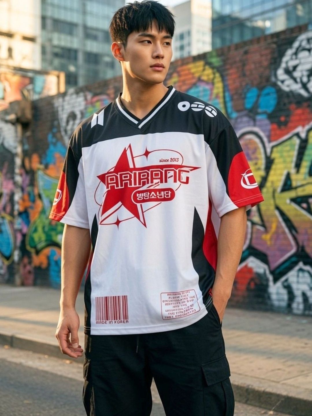 Blacksmith Men Graphic Printed V-Neck Oversized T-shirt