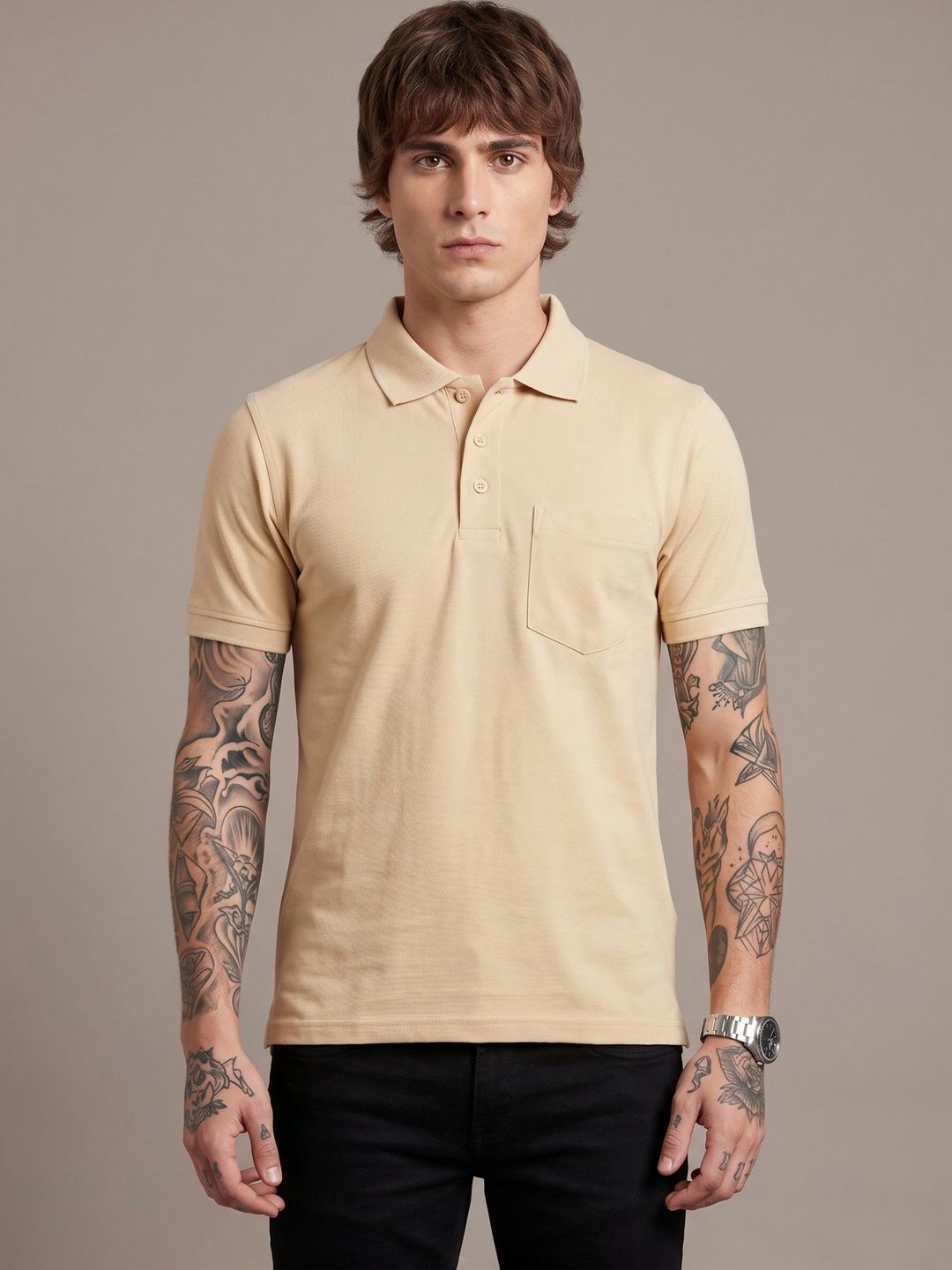 SANDPIPER Men Polo Collar Pockets T-shirt