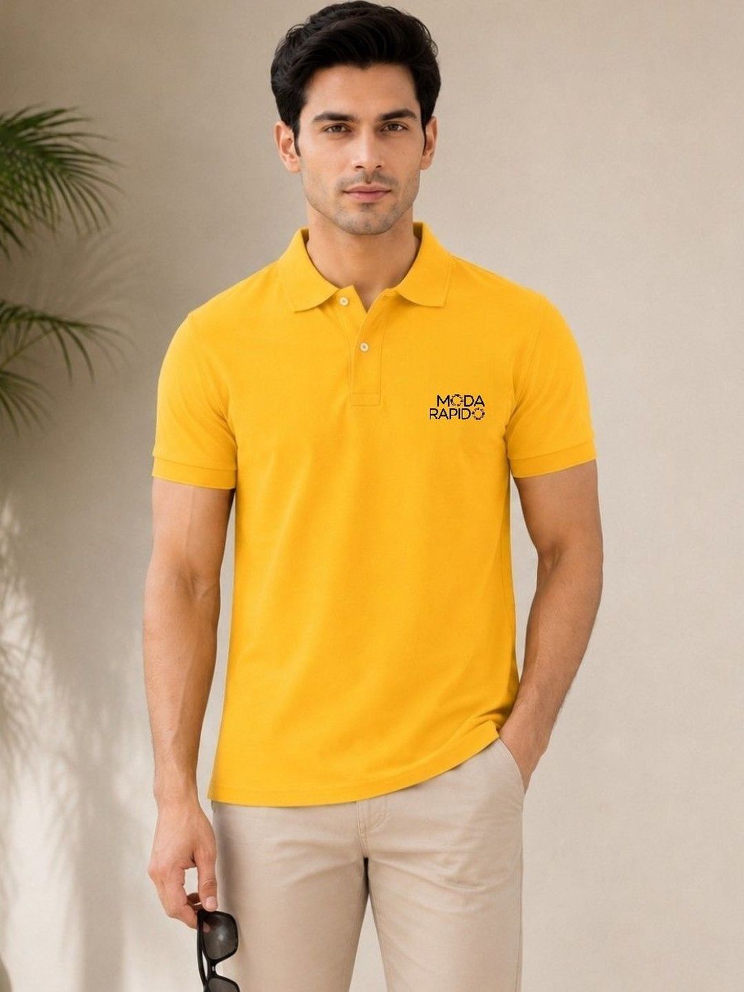 Moda Rapido Men Brand Logo Polo Collar T-shirt