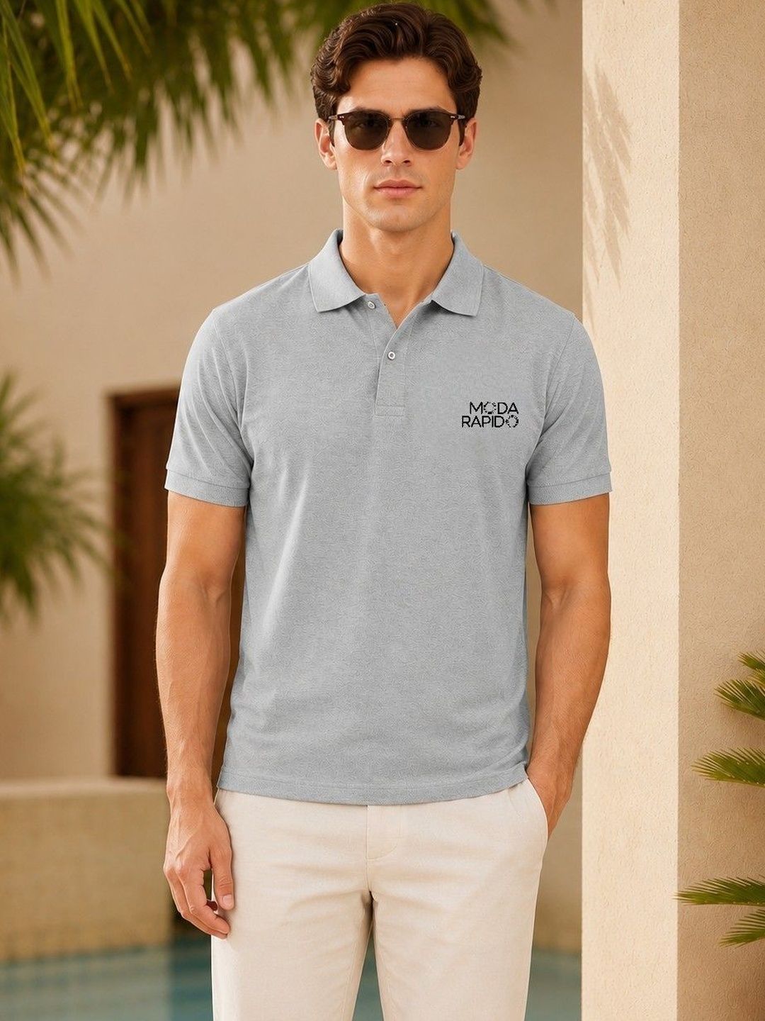 Moda Rapido Men Brand Logo Printed Polo Collar T-shirt