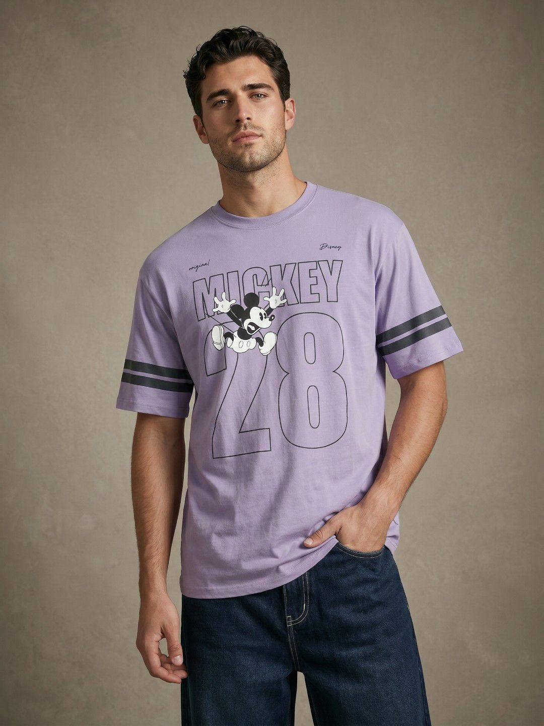 glitchez Graphic Mickey Mouse Printed Relaxed Fit Cotton T-shirt