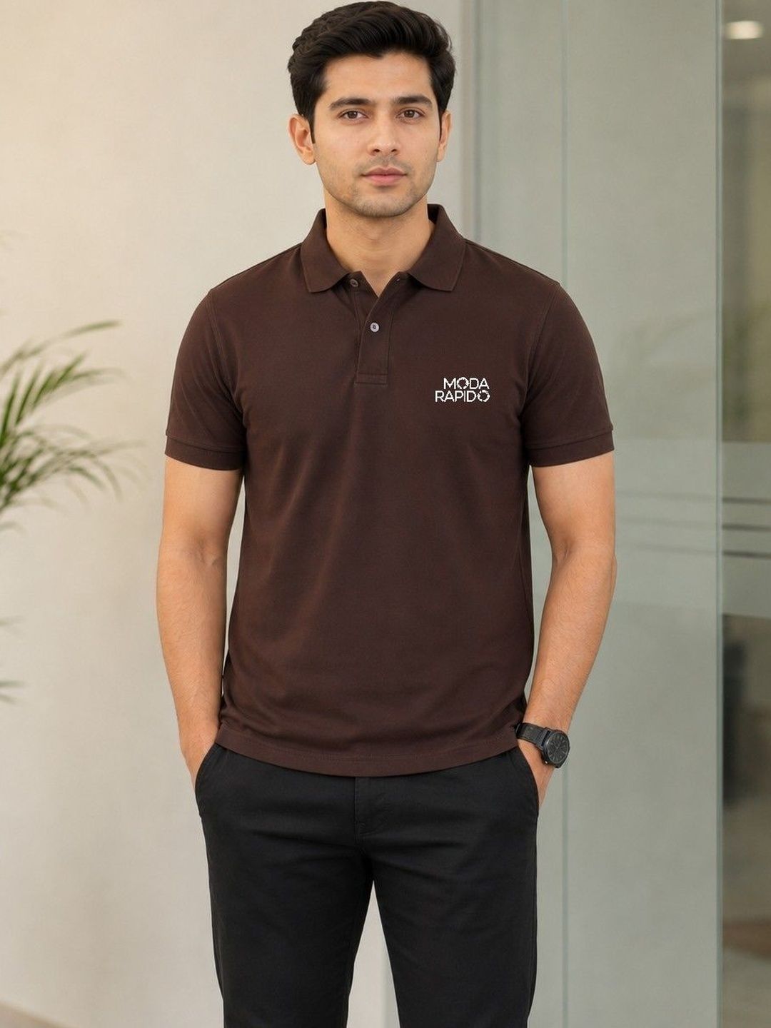 Moda Rapido Men Brand Logo Polo Collar T-shirt