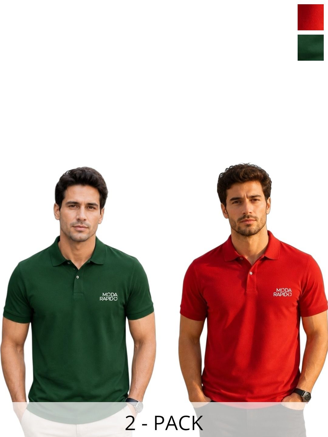 Moda Rapido Men Brand Logo 2 Polo Collar Pockets T-shirt
