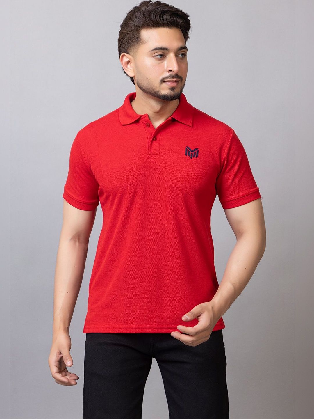 MAFURD Men Brand Logo Polo Collar T-shirt