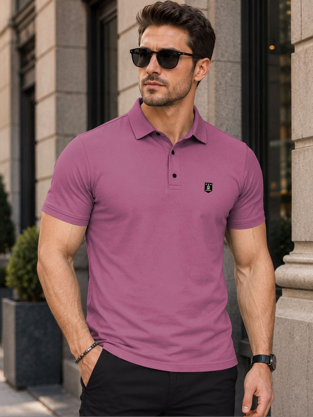 VeBNoR Short Sleeves Polo Collar T-shirt